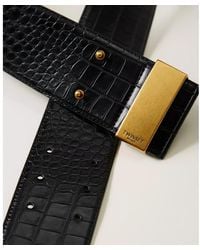 Twinset - Accessoires ,Zwart ,Leer Brede Krokodil Textuur Riem - Lyst