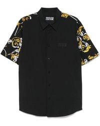 Versace Jeans Couture - Schwarzes Button-Up Hemd Mit Logo-Detail - Lyst