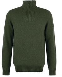 Barbour - Essential Lambswool Half Zip Mid Olive M - Lyst