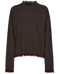 Uma Wang - Truien & Vesten ,Bruin ,Kasjmier Cashmere Trui Met Fringed Zoom - Lyst