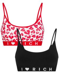 John Richmond - Ondergoed ,Veelkleurig ,Katoen Bipack Bh's Met Twee Banden En Contrasterend Logo - Lyst