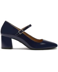 Kazar - Schoenen ,Blauw ,Leer Donkerblauwe Gelakte Pumps Met Lage Hak - Lyst