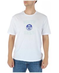 North Sails - Gedrukt Wit T-Shirt Voor Mannen - Lyst