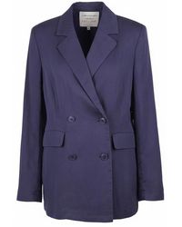 ALESSIA SANTI - Jassen ,Blauw ,Leer Giacca Doppiopetto - Lyst
