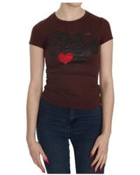 Exte - Tops ,Bruin ,Katoen Crew Neck Short Sleeve Top - Lyst