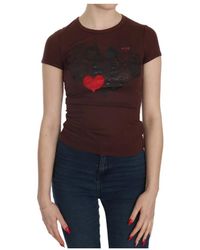 Exte - Tops ,Bruin ,Katoen Crew Neck Short Sleeve Top - Lyst