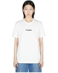 Jil Sander - T-shirt in cotone con stampa logo - Lyst