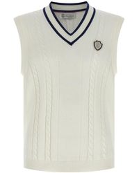 Brunello Cucinelli - V-Hals Mouwloze Gebreide Vest - Lyst