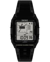 Timex - Accessoires ,Zwart ,Digitaal Horloge Met Rubberen Band, Alarm En Stopwatch - Lyst