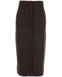 Victoria Beckham - Knoopdetail Midi Rok Bruin - Lyst