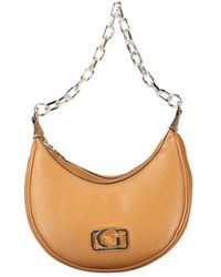 Guess - Braune Polyethylen Handtasche Mit Ketten-Schulterriemen - Lyst