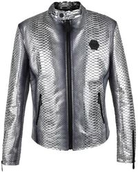 Philipp Plein - Python Leder Moto Jacke - Lyst