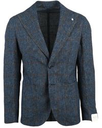 L.B.M. 1911 - L.B. 1911, ,Jassen ,Blauw ,Katoen Sfiancato Blazer - Lyst