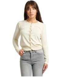 GAUDI - Weißer Glitzer Cardigan Pullover - Lyst