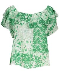 Desigual - Tee boho chic verde con logo - Lyst