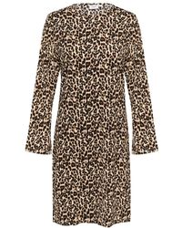 Saint Tropez - Kleedjes ,Bruin ,Polyester Zwarte Luipaardprint Jurk - Lyst