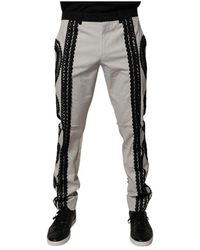 Dolce & Gabbana - Weiße Spitzenbesatz Formelle Hose - Lyst