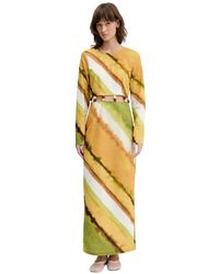 Never Fully Dressed - Maxi Jurk Met Diagonale Print En Kralen-Taille - Lyst