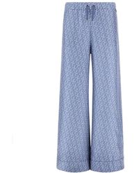 Herno - Broeken ,Blauw ,Wide Broeken - Lyst