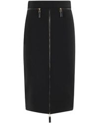 Elisabetta Franchi - Zwarte Midi Rok Met Split - Lyst