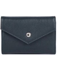 Lancaster - Accessoires ,Blauw ,Leer Leren Kaarthouder Met Drukknoopsluiting - Lyst