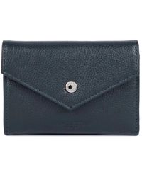 Lancaster - Accessoires ,Blauw ,Leer Leren Kaarthouder Met Drukknoopsluiting - Lyst