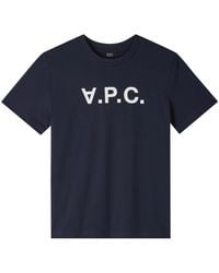 A.P.C. - Tops ,Blauw ,Katoen T-Shirt Standard Grand Vpc - Lyst