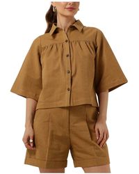 RUBY TUESDAY - Overhemden ,Bruin ,Polyester Riah Blouse - Lyst
