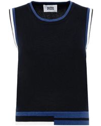 Alpha Studio - Tops ,Blauw ,Korte Tanktop Met Contrastranden - Lyst