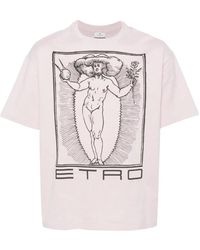 Etro - Rosa logo print t-shirts und polos - Lyst