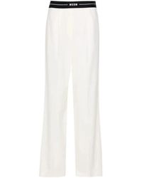 MSGM - Broeken ,Wit ,Wol Pantalon Broeken - Lyst
