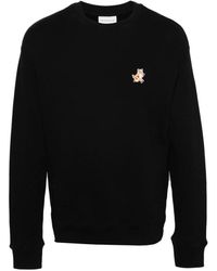 Maison Kitsuné - Hoodies & Sweatvesten ,Zwart ,Katoen Comfort-Fit Sweater Met Speedy Fox Logo Patch - Lyst