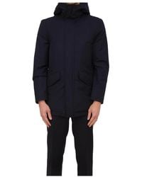 Corneliani - Jassen ,Blauw ,Polyester Stijlvolle Polyester Viscose Winterjas - Lyst
