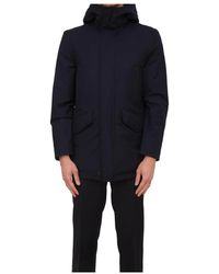 Corneliani - Jassen ,Blauw ,Polyester Stijlvolle Polyester Viscose Winterjas - Lyst