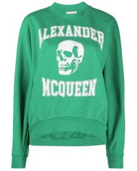 McQueen - Grüner pullover mit bedrucktem vorderteil - Lyst