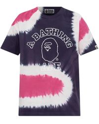 A Bathing Ape - Tops ,Blauw ,T-Shirt Met Logo - Lyst