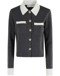 Self-Portrait - Truien & Vesten ,Grijs ,Katoen Contrast Kraag Cardigan - Lyst