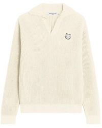 Maison Kitsuné - Fox Head Katoenen Ribgebreide Polo Trui - Lyst