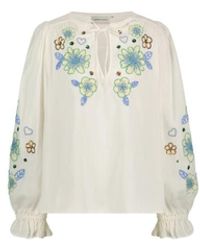 FABIENNE CHAPOT - Top blanco con bordado floral y mangas de globo - Lyst