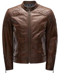 Belstaff - Jassen ,Bruin ,Katoen Handgewaxt Leren Outlaw Jack - Lyst