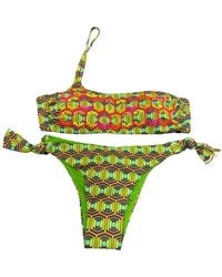 Miss Bikini - Badmode ,Veelkleurig ,Geometrische Hexagon Een-Schouder Bikini Top - Lyst