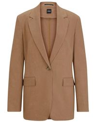 BOSS - Jassen ,Linnen Linnen Blend Blazer - Lyst