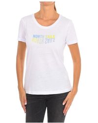 North Sails - Tops ,Wit ,Katoen T-Shirt Met Korte Mouwen En Geribbelde Hals - Lyst
