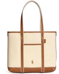 Polo Ralph Lauren - Small Cotton And Leather Tote Bag - Lyst