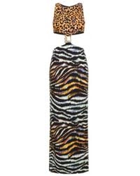 Just Cavalli - Vestido Largo Con Estampado Animal Y Patrón, Mujer, Talla - Lyst