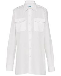 Prada - Camisa de algodón con logo-plaque - Lyst