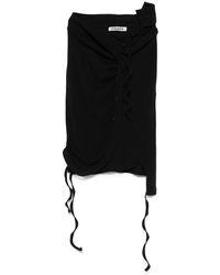 OTTOLINGER - Schwarzer rib mini rock mit deconstructed trägern,schwarzer geraffter rock mit knopfleiste - Lyst