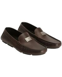 Dolce & Gabbana - Dolce & Gabbana Dark Leather Flat Shoes - Lyst