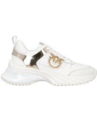 Pinko - Ariel Leather-Effect Sneakers With Mirror Detailing - Lyst