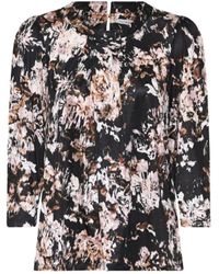 iN FRONT - 3/4 ärmel bluse mit flora-print - Lyst